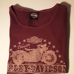 Harley Davidson Burgundy Motorcycle Shirt Womens M
